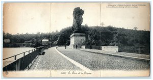 c1910 Panorama 3-Fold Le Lion Gileppe Barrage Dam Wallonia Belgium Postcard