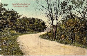 Good Roads East Of Fort Scott Kansas Vintage Postcard Standard View Card 