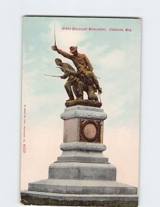 Postcard Hicks Soldiers' Monument, Oshkosh, Wisconsin