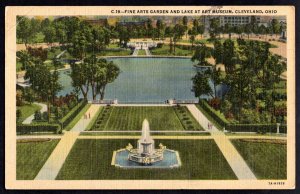 Ohio CLEVELAND Fine Arts Garden and Lake at Art Museum pm1951 - Linen