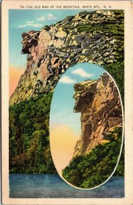 Vtg White Mountains New Hampshire NH The Old Man of the Mountains 1930s Postcard