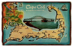 Postcard MAP MA Massachusetts - Cape Cod