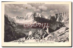 Old Postcard Chamonix Cover hut overlooking Mont Blanc