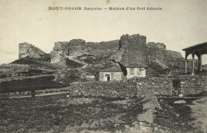 turkey, SMYRNA SMYRNE IZMIR, Mount Pagus, Ruins of Genoese Fort (1900s) Postcard