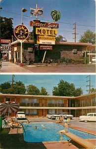 1950s Sacramento California Desert Sands Motel swimming Pool Postcard 25-11315