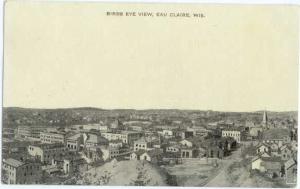 D/B Bird's Eye View of Eau Claire Wisconsin WI 1910