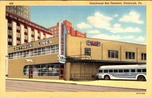 Pittsburgh, PA Pennsylvania  GREYHOUND TERMINAL/STATION Blue Ridge Bus  Postcard