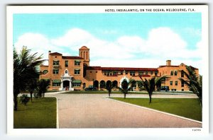 Hotel Indialantic Building On the Ocean Melbourne Florida Postcard Linen Vintage