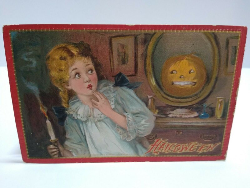 Vintage Halloween Postcard Tucks Embossed 1910 Original Child Spooked Series 174