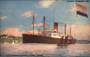 Atlantic Transport Line Steamer Steamship S.S. Minnekahda c1910 Vintage Postcard