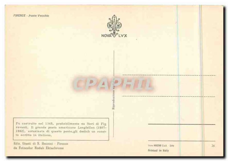 Postcard Modern Ponto Vecchio Firenze