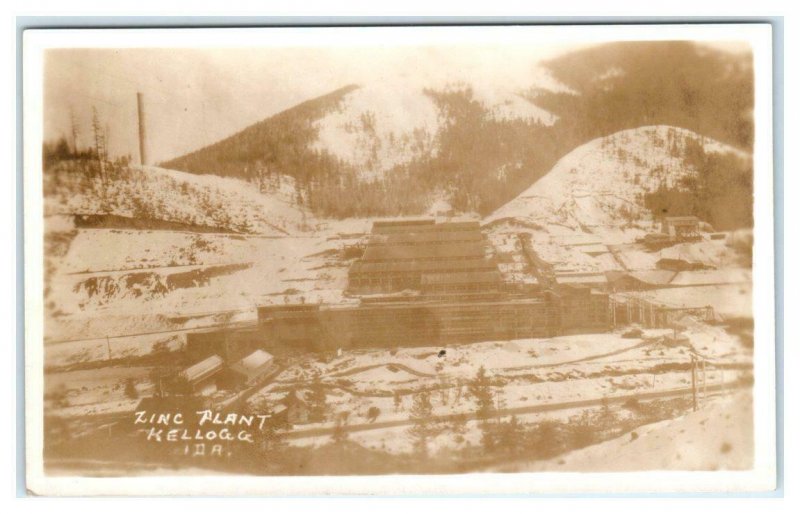 RPPC KELLOGG, ID ~ Mining  ZINC PLANT Shoshone County c1930s-40s Postcard