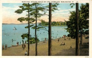 VT - Burlington. Municipal Bathing Beach on Lake Champlain