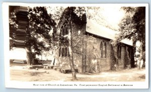 Jamestown Virginia VA Postcard RPPC Photo Rear View Of Church 1940 Vintage