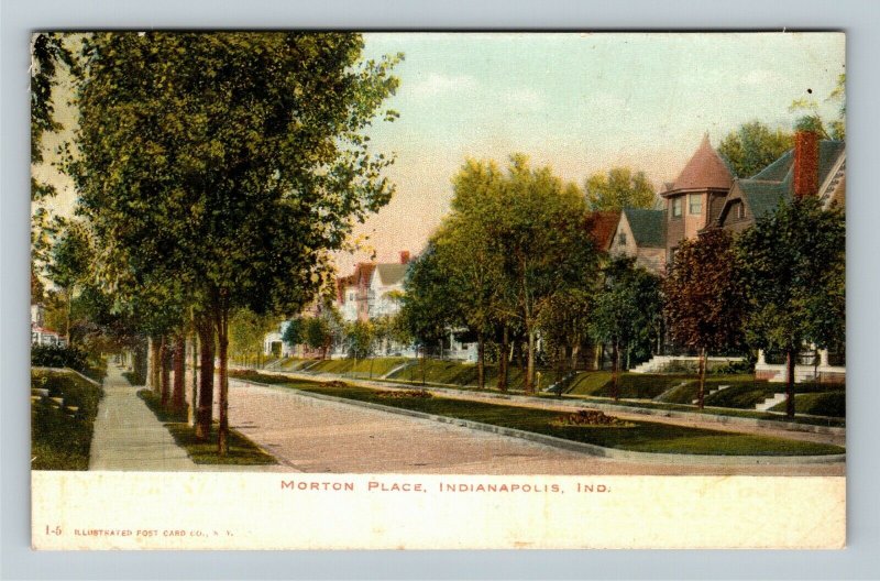 Indianapolis IN-Indiana, Morton Place Stately Homes, Boulevard, Vintage Postcard 