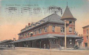 Greensboro North Carolina Southern Depot Train Station Vintage Postcard AA29316