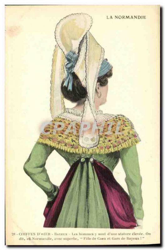 Postcard Old Bayeux Normandy Old Folk Costume Cap