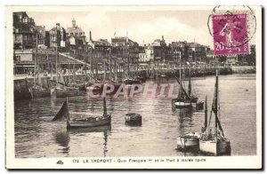 Old Postcard Treport Quai Francois 1er and the port at high tide