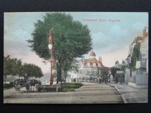 London KINGSTON UPON THAMES Portsmouth Road showing WATER TROUGH c1905 Postcard