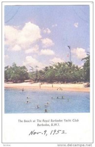 The Beach at The Barbados Yacht Club, Barbados, B.W.I.,    1952