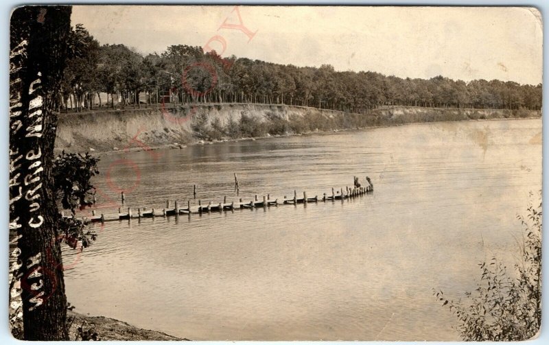 c1910s Currie, MN Lake Shetek RPPC Dock Real Photo Postcard Minn Antique A98