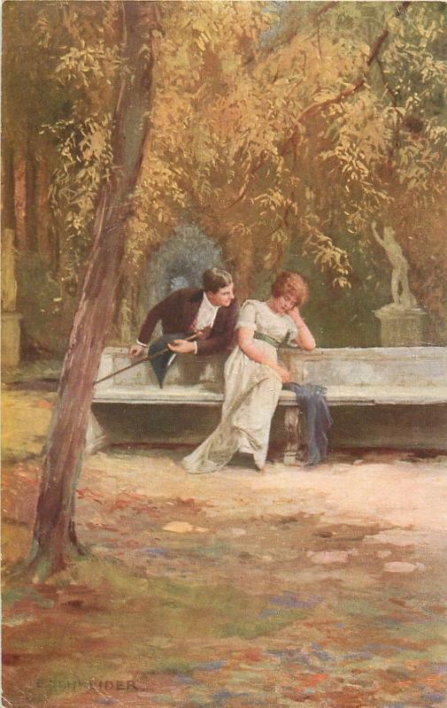 AK 1920 Art E. Schneider Jugendliebe Young Love Couple Romantic Idyll