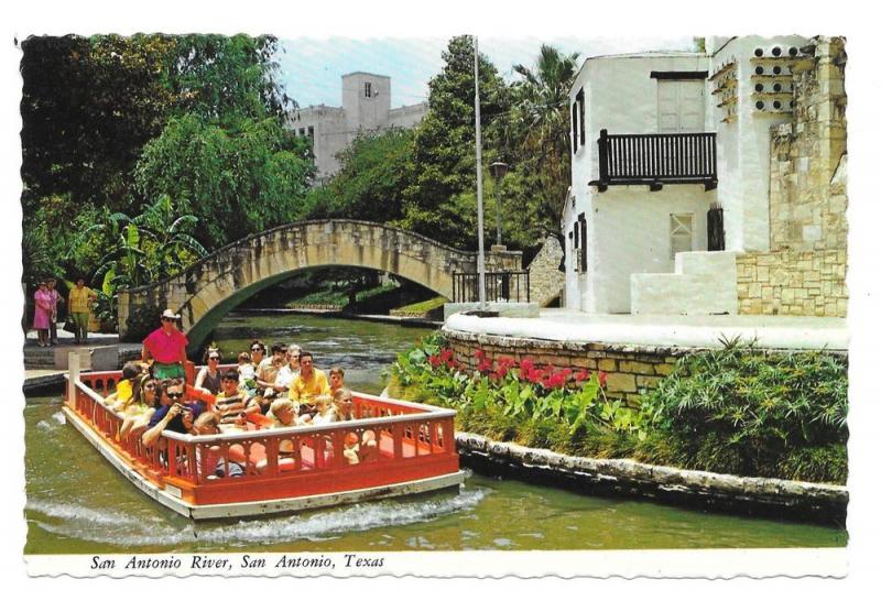 Texas San Antonio River Tour Taxi Riverwalk Boat Postcard