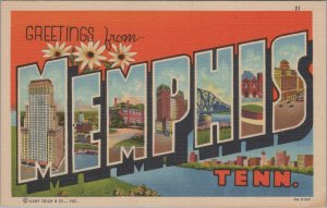 Postcard Large Letters Greetings from Memphis TN