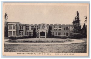 Des Moines Iowa IA Postcard Smouse Opportunity School Building Exterior c1940's