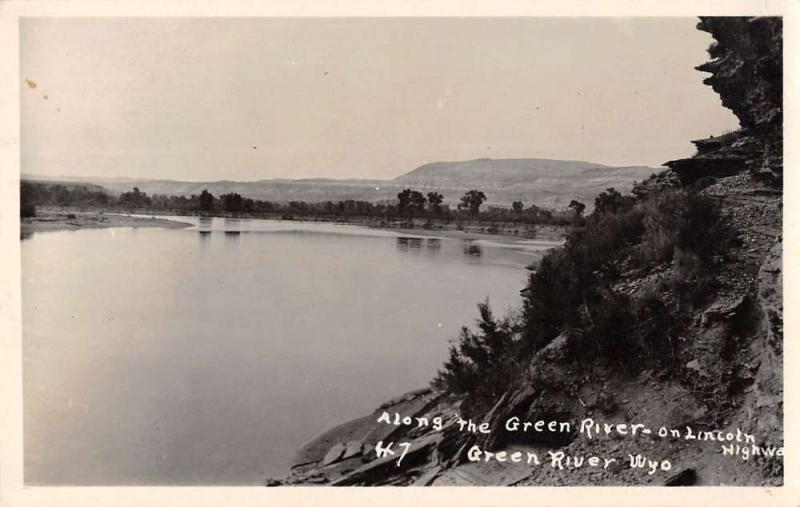 Green River Wyoming Scenic Waterfront Real Photo Antique Postcard K77896
