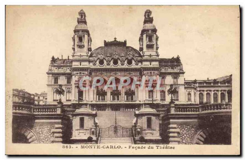 Old Postcard Monte Carlo Facade of Theater