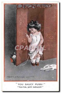 Old Postcard Fantasy Illustrator Child Fred Spurgin You saucy cat Puss