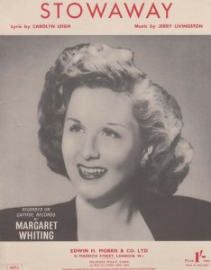 Stowaway Margaret Whiting 1950s Sheet Music