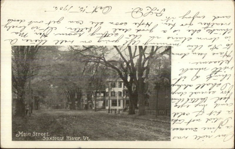 Saxtons River VT Main St. c1905 Postcard United States Vermont