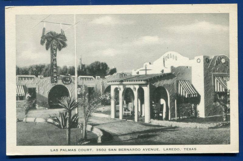 Laredo Texas tx Las Palmas Court old postcard