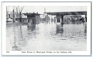 Gate House To Municipal Bridge On Indiana Side Flood Disaster KY Postcard