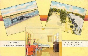 ALLEGRO CABANA HOMES Sunset Beach, St. Petersburg, FL ca 1940s Roadside Postcard