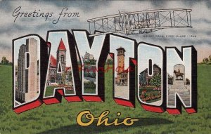 Postcard Large Letters Greetings From Dayton Ohio OH