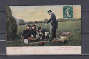 GERMANY, OFFICER & SOLDIERS HELPING WOUNDED SOLDIER, 1908 used in France.