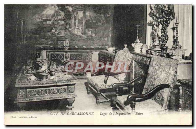 Old Postcard Cite De Carcassonne Logis L & # 39Inquisition Salon