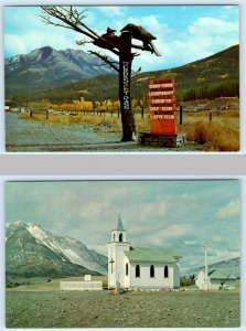 2 Postcards BLAIRMORE, Alberta Canada ~ Drive In Chapel CROWSNEST PASS Sign