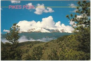 Pikes Peak From Rampart Range Road, Colorado, Chrome Postcard