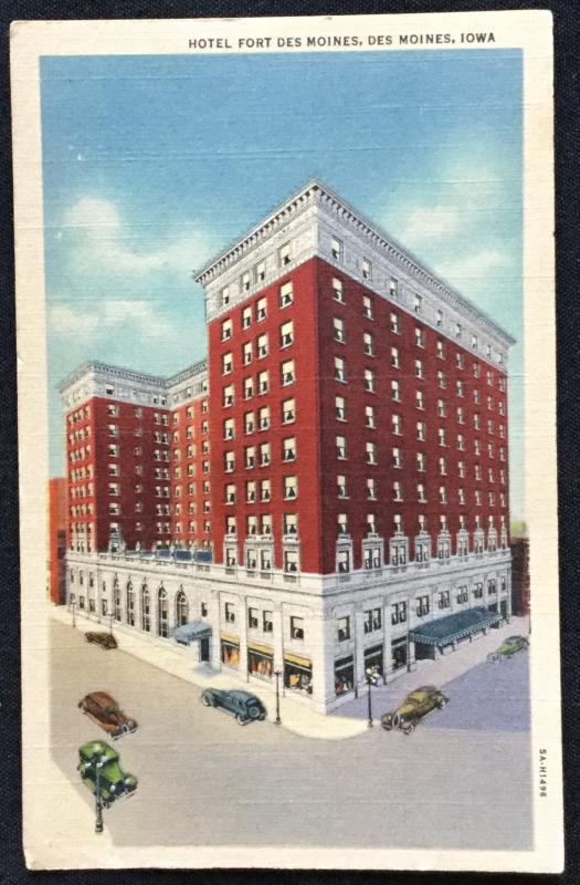 Postcard Linen Unused Hotel Ft Des Moines DSM Iowa LB