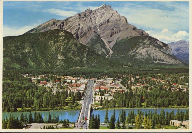 Banff AB Alberta Banff Avenue Stoney Squaw Mtn Banff National Park Postcard