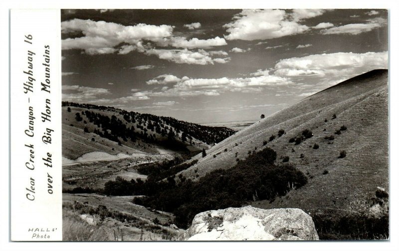 RPPC Clear Creek Canyon, Highway 16, WY Real Photo Postcard *6V(3)24