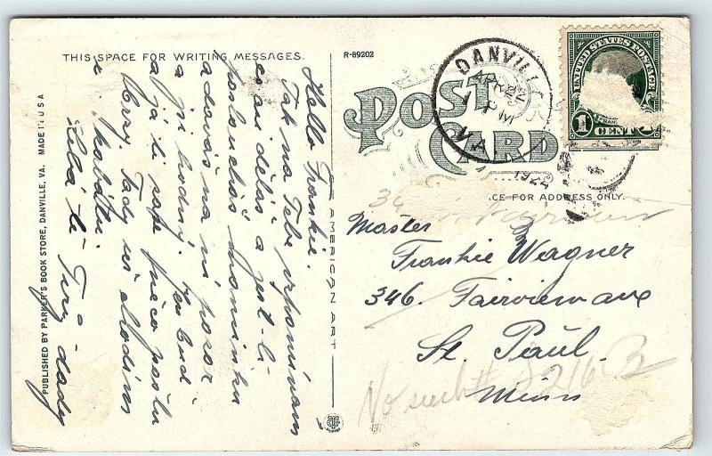 Postcard VA Danville New Riverside Cotton Mill Airview E13