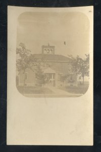 RPPC LOST NATION IOWA SCHOOL BUILDING 1914 VINTAGE REAL PHOTO POSTCARD