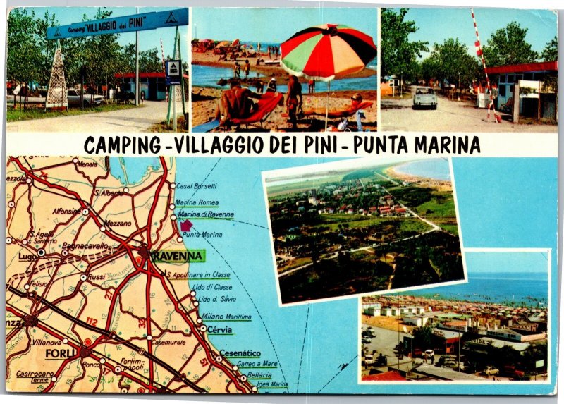 Postcard Italy Map Ravenna  Punta Marina Camping Villaggio Dei Pini