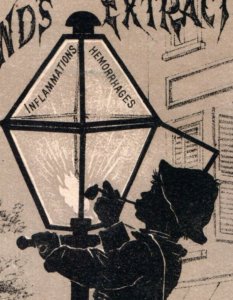 1880s Pond's Extract Street Lamp Child Silhouette Lighting Smoking Pipe F122