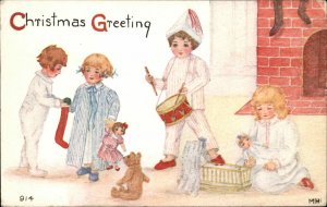 Christmas - Children Play New Toys #914 c1910 Postcard